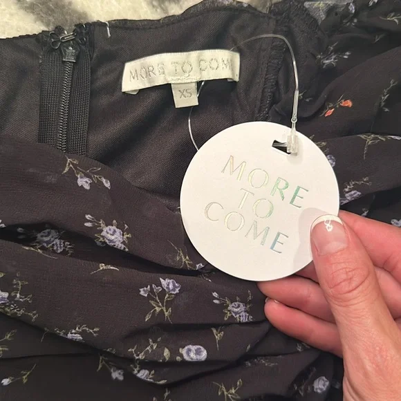 NWT More To Come Jaliyah Ruched Mini Dress in Black Floral from Revolve XS - Picture 5 of 5